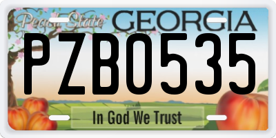 GA license plate PZB0535