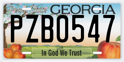GA license plate PZB0547