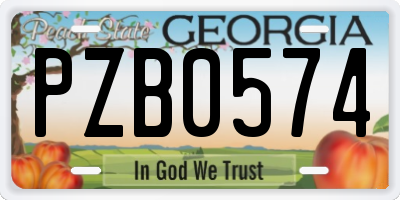 GA license plate PZB0574