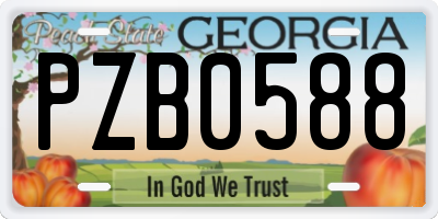 GA license plate PZB0588