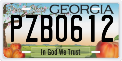 GA license plate PZB0612