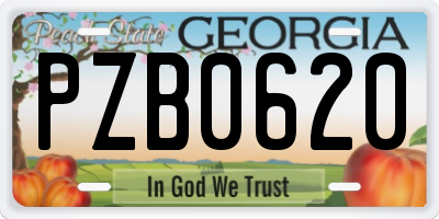 GA license plate PZB0620