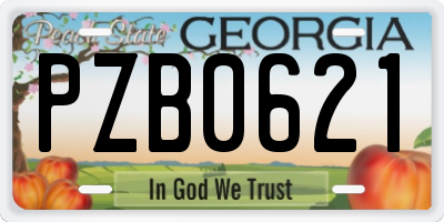 GA license plate PZB0621