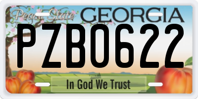 GA license plate PZB0622
