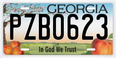 GA license plate PZB0623