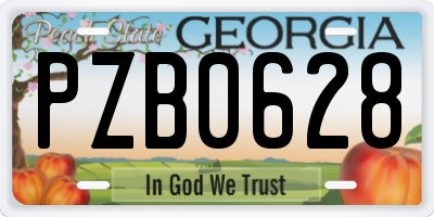 GA license plate PZB0628