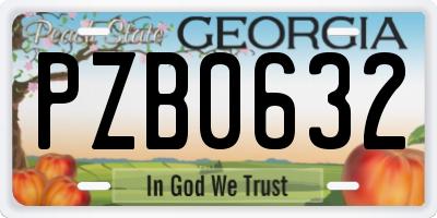GA license plate PZB0632
