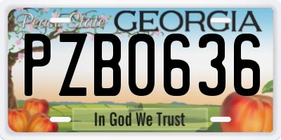 GA license plate PZB0636