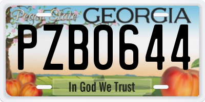 GA license plate PZB0644