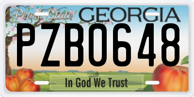 GA license plate PZB0648