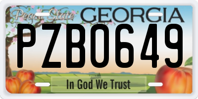 GA license plate PZB0649