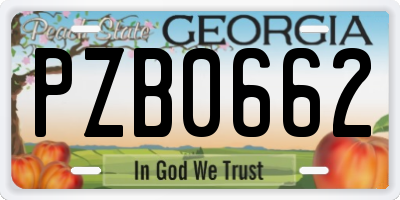 GA license plate PZB0662