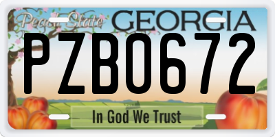 GA license plate PZB0672