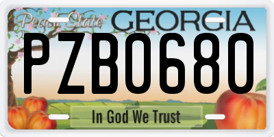 GA license plate PZB0680