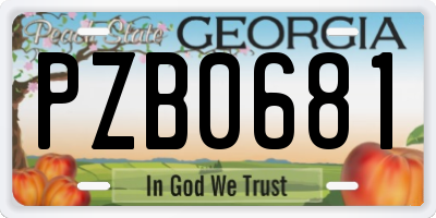 GA license plate PZB0681