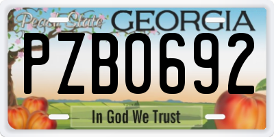 GA license plate PZB0692