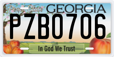 GA license plate PZB0706