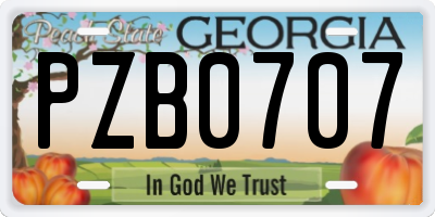 GA license plate PZB0707