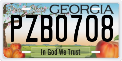 GA license plate PZB0708