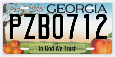 GA license plate PZB0712