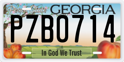 GA license plate PZB0714