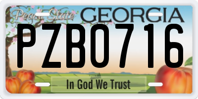 GA license plate PZB0716