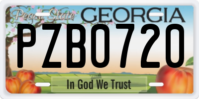 GA license plate PZB0720