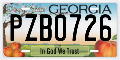 GA license plate PZB0726