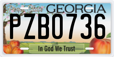 GA license plate PZB0736