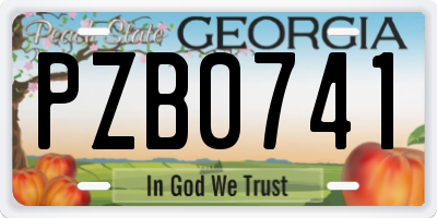 GA license plate PZB0741