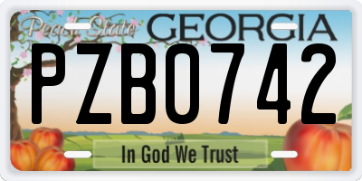 GA license plate PZB0742