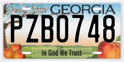 GA license plate PZB0748