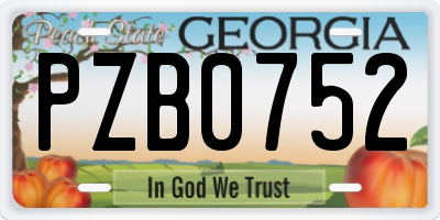 GA license plate PZB0752