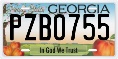GA license plate PZB0755