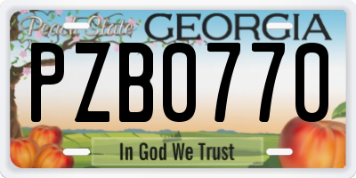 GA license plate PZB0770