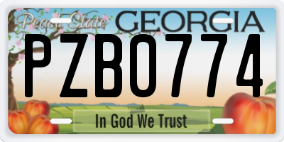GA license plate PZB0774