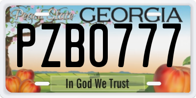 GA license plate PZB0777