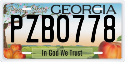 GA license plate PZB0778