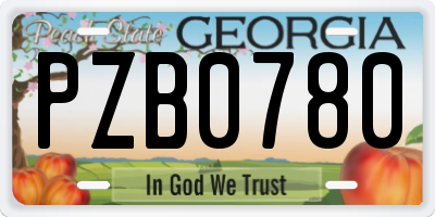 GA license plate PZB0780