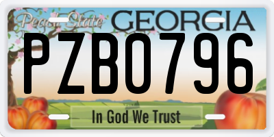 GA license plate PZB0796