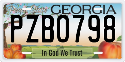 GA license plate PZB0798