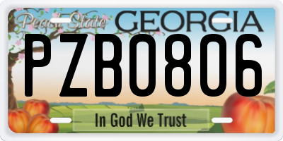 GA license plate PZB0806