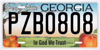 GA license plate PZB0808