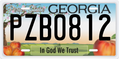 GA license plate PZB0812