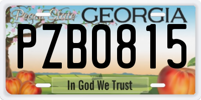 GA license plate PZB0815