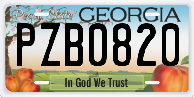 GA license plate PZB0820