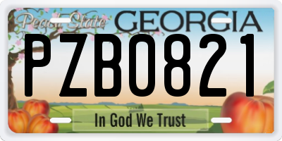 GA license plate PZB0821