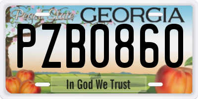 GA license plate PZB0860