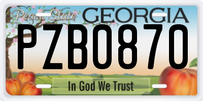GA license plate PZB0870