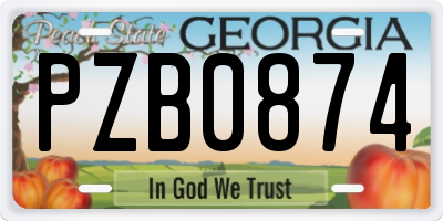 GA license plate PZB0874